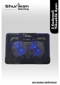 Resim Shuriken Es4-samuı Laptop Soğutucu 5 Kademeli - 2 Fan - 1517" 
