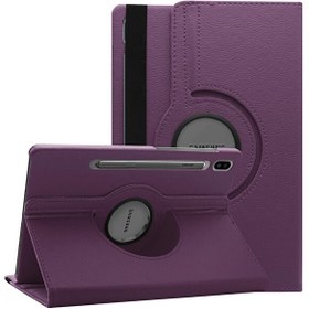 Resim Samsung Galaxy Tab S8 Ultra X900 Kılıf 360 Rotating Stand Deri Mor 