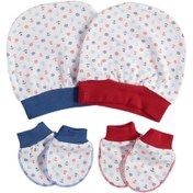 Resim Dodo Baby Bebek Kırmızı Denizci Desen Şapka Eldiven Takım 