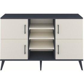 Resim Arges Konsol 5 Raflı 4 Kapaklı 132x30x83 Antrasit-aytaşı/aytaşı Aytaşı/aytaşı 