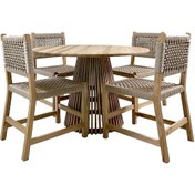 Resim Motoryagmarket Lara 120Lik Yuvarlak Ahşap Bahçe Balkon Masası -Kestane -Lux Seri Ceviz 