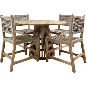 Resim Motoryagmarket Lara 120Lik Yuvarlak Ahşap Bahçe Balkon Masası -Kestane -Lux Seri Ceviz 