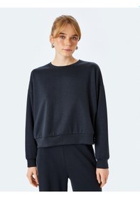 Resim Koton Modal Kumaş Bisiklet Yaka Uzun Kollu Basic Sweatshirt Siyah 5sak10112ek Siyah 