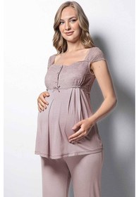 Resim Monamise 18440 Hamile Lohusa Pijama Takım - Vizon 