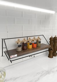 Resim MsY TREND Dekoratif Masif Doğal Ahşap Duvar Rafı Kitaplık Terek Mutfak Rafı Dekoratif Raf Baharatlık 