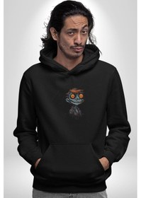 Resim Halloween Genç Zombi Kadın Erkek Siyah Kapüşonlu Sweatshirt Hoodie Siyah 
