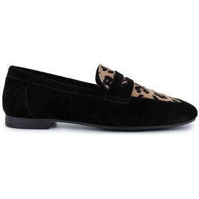 Resim Tamer Tanca Kadın Hakiki Deri Siyah Süet Loafer Ayakkabı 961 555 Bn Ayk Y25 Syh Suet/leopar SIYAH SUET 