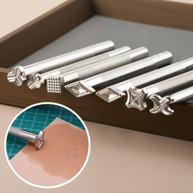 Resim 1 Adet Deri Damgalama Çekici, 7 Farklı Desen Seçeneğiyle DIY Deri El İşi Aleti, Deri İşçiliği İçin Damga Tutma Kolu, Tip 1/Tip 2/Tip 3/Tip 4/Tip 5/Tip 6/Tip 7 