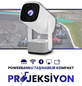 Resim NS Store K2 Bataryalı Taşınabilir Projeksiyon Cihazı 4K Destekli 1080P Android Projektör 