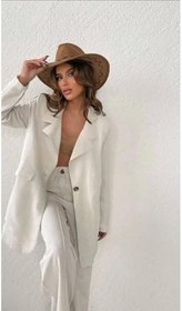 Resim Blazer Ceket, Yüksek Bel Ekru Pantolon Takım 