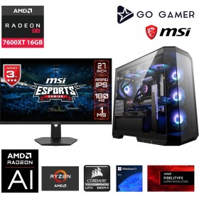 Resim Go Gamer GA150DP Amd Ryzen 5 5600X / 64GB 3200MHZ / 1tb Nvme SSD 5000-3600MB-SN Gen4 / RX7600XT 16GB / Msı 27" 180Hz. / Windows 11 Pro Masaüstü Bilgisayar 