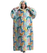 Resim Sevimli Kapüşonlu Giyilebilir Battaniye Çok Renkli 