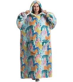 Resim Sevimli Kapüşonlu Giyilebilir Battaniye Çok Renkli 