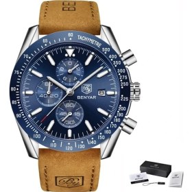 Resim Hanyang Kahverengi Gümüş Mavi B Benyar 2021 Yeni Erkek Izle Iş Tam Çelik Kuvars Üst Marka Lüks Rahat Su Geçirmez Spor Erkek Kol Saati Relogio Masculino (Yurt Dışından) 