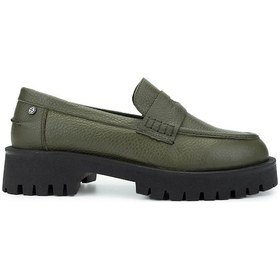 Resim Tamer Tanca Kadın Hakiki Deri Yeşil Loafer Ayakkabı 1054 04 Bn Ayk Sk24-25 Yesıl Fltr Yeşil 