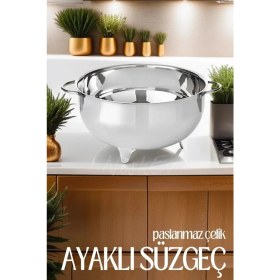Resim Nishev Lüx Çelik Ayaklı Süzgeç 25 cm (Makarna & Pirinç Süzgeci) 