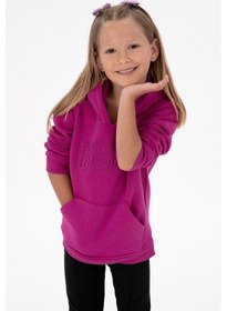 Resim U.S. Polo Assn. Kız Çocuk Fuşya Kapüşonlu Şardonlu Basic Sweatshirt 50314311-VR023 