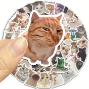 Resim 50 Komik Karikatür Komik Popüler Kedi Graffiti Çıkartmaları MEME Yaratıcı PVC Dekorasyon Gitar Scrapbook Buzdolabı Cep Telefonu Kılıfı Bagaj DIY Hediye Çıkartmaları 