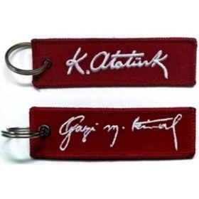 Resim Mustafa Kemal Nakış Işleme Arma Anahtarlık 10X3 Cm Çok Renkli 