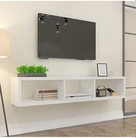 Resim Beyaz 140 Cm Tv Ünitesi Tv Sehpası Tv Standı Duvar Rafı Kitaplık 
