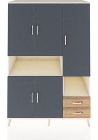 Resim Kronos Dolap 10 Raflı 2 Çekmeceli 5 Kapaklı 132x59x195 Aytaşı-antrasit/çam Antrasıt/atlas Çam 