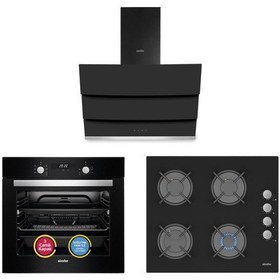 Resim Simfer Turbo Siyah Ankastre Set (7327 Fırın + 3500 Ocak + 8678 Davlumbaz) 