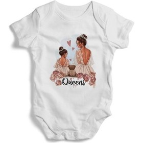 Resim Tuğbababy Unisex Bebek Beyaz Anne Çocuk Baskılı Zıbın Beyaz 