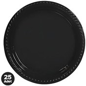 Resim Siyah Plastik Tabak 25 Adet 