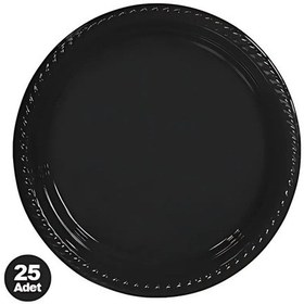 Resim Siyah Plastik Tabak 25 Adet 