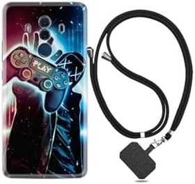Resim kilifland Huawei Mate 10 Pro ile Uyumlu Kılıf Silikon Desen Boyun Askılı Play Me 1757 