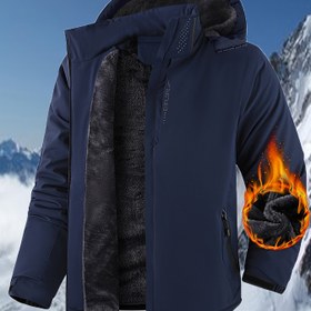 Resim Erkek Ağır Hizmet Tipi Termal Yalıtımlı Kışlık Mont, Tam Fermuarlı Kapama, Kapüşonlu Rüzgar Geçirmez Dış Giyim ve Sıcak Astar - Kayak, Doğa Yürüyüşü, Karlı, Dağlık Ortamlar İçin Tam Fermuarlı Dış Giyim Mont - Çok Cepli Normal Kesim, Erkekler İçin Kışlık Mont, kışlık mont erkek, mont erkek 