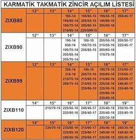 Resim HasbeeParts 215-60-17 Ebatlarına Takmatik (Karmatik) Kar Patinaj Zinciri Space ile uyumlu 