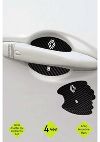 Resim Karbon Desenli Renault 5 Modeline Uygun Kapı İçi Çizik Koruma Ve Estetik Folyo Takımı 5 Yazılı 4 Adet 