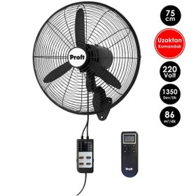 Resim Proft Flw-750-hrı Uzaktan Kumandalı Duvar Sarkıt Tip Vantilatör 75 Cm 