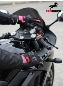Resim Prorider Yüksek Korumalı Kadın Motosiklet Eldiveni Pembe Avuç İçi Slider Korumalı 