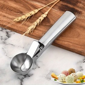 Resim 1 adet Ağır Hizmet Tipi Paslanmaz Çelik Dondurma Kaşığı Kolay Çıkarılabilir Aktivatör ile - Ergonomik Tutma Kolu, Dondurma ve Jöle için İdeal, Bulaşık Makinesinde Yıkanabilir, Rahat Tutma 