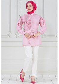 Resim Sevitli İnci Çakım Fırfırlı Tunik-pembe-3780-pembe Pembe 