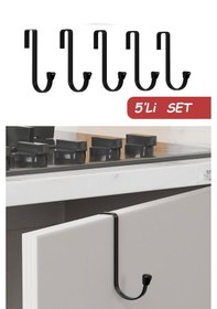 Resim Zabata 5'li Set Kapı Ve Dolap Kapağı Üstü Askısı Mutfak Askı Kancası Metal Askılık Siyah Siyah 