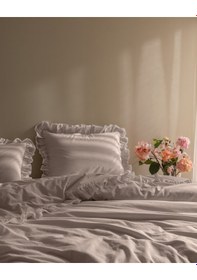 Resim Madame Coco Obernai Tek Kişilik %100 Pamuk Fırfırlı Düz Yıkamalı Nevresim Takımı - Bej 8684427302347 Ekru 