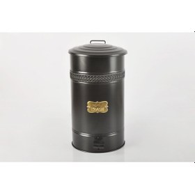 Resim Galvaniz Siyah Renk Pedallı Çöp Kovası 30 Lt Siyah 