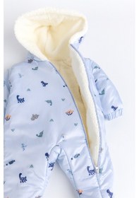 Resim Kapüşonlu Peluş Astarlı Kışlık Kız-erkek Bebek Astronot-kozmonot Tulum Mavi 