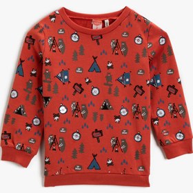 Resim Erkek Bebek Desenli Sweatshirt Pamuklu Uzun Kollu 