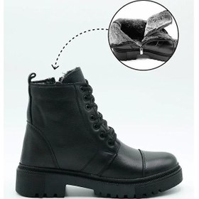 Resim Makras Exclusıve Kadın Maskaratlı Siyah Hakiki Deri Bot Siyah-maskaratlı 