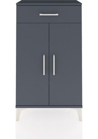 Resim Arges Komodin 2 Raflı Tek Çekmeceli 2 Kapaklı 60x30x106 Antrasit-antrasit Antrasit 