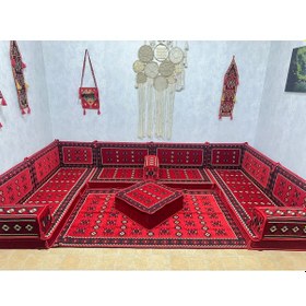 Resim Coton Şark Köşesi Lüx Minderli Oda Takımı Kırmızı 