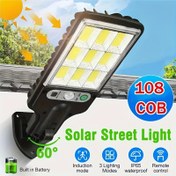 Resim PODOFO 108 COB Güneş Enerjili Sokak Lambası Uzaktan Kumanda ile, 3 Aydınlatma Modu, İndüksiyon ve IP65 Hava Koşullarına Dayanıklı, 60° Ayarlanabilir Dış Mekan Bahçe Duvar Lambası, Dahili Batarya, Güneş Enerjili, Güneş Enerjili Dış Mekan Lambaları, Patio Aydınlatması, Modern Aydınlatma, Dayanıklı Aydınlatma 