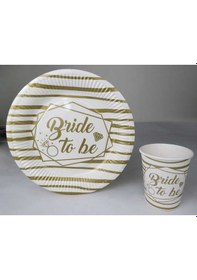 Resim TABAK KARTON BRIDE TO BE YALDIZLI ALTIN PK:8 