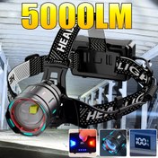 Resim 2025 En Güçlü LED Baş Feneri - 5000LM Yüksek Parlaklık Şarj Edilebilir Baş Feneri, 3 Mod ile, Çalışma, Kamp, Avcılık, Balıkçılık ve Açık Hava Aktiviteleri için Taşınabilir, Kamp Ekipmanı, Şık Tasarım, Dayanıklı Yapı 