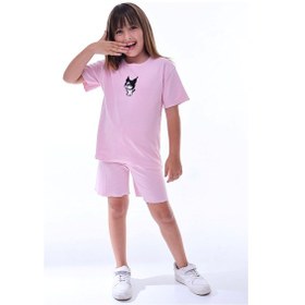 Resim Zuzunga Ribana Beybi Overlok Detaylı Kuromi Nakışlı Alt-üst Takım Pembe 