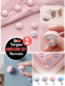 Resim Munico 4 Adet Yorgan Battaniye Klipsi ve Düğme Seti Yatak Odası Düzenlemelerinizde Şıklık ve Pratiklik İğne 